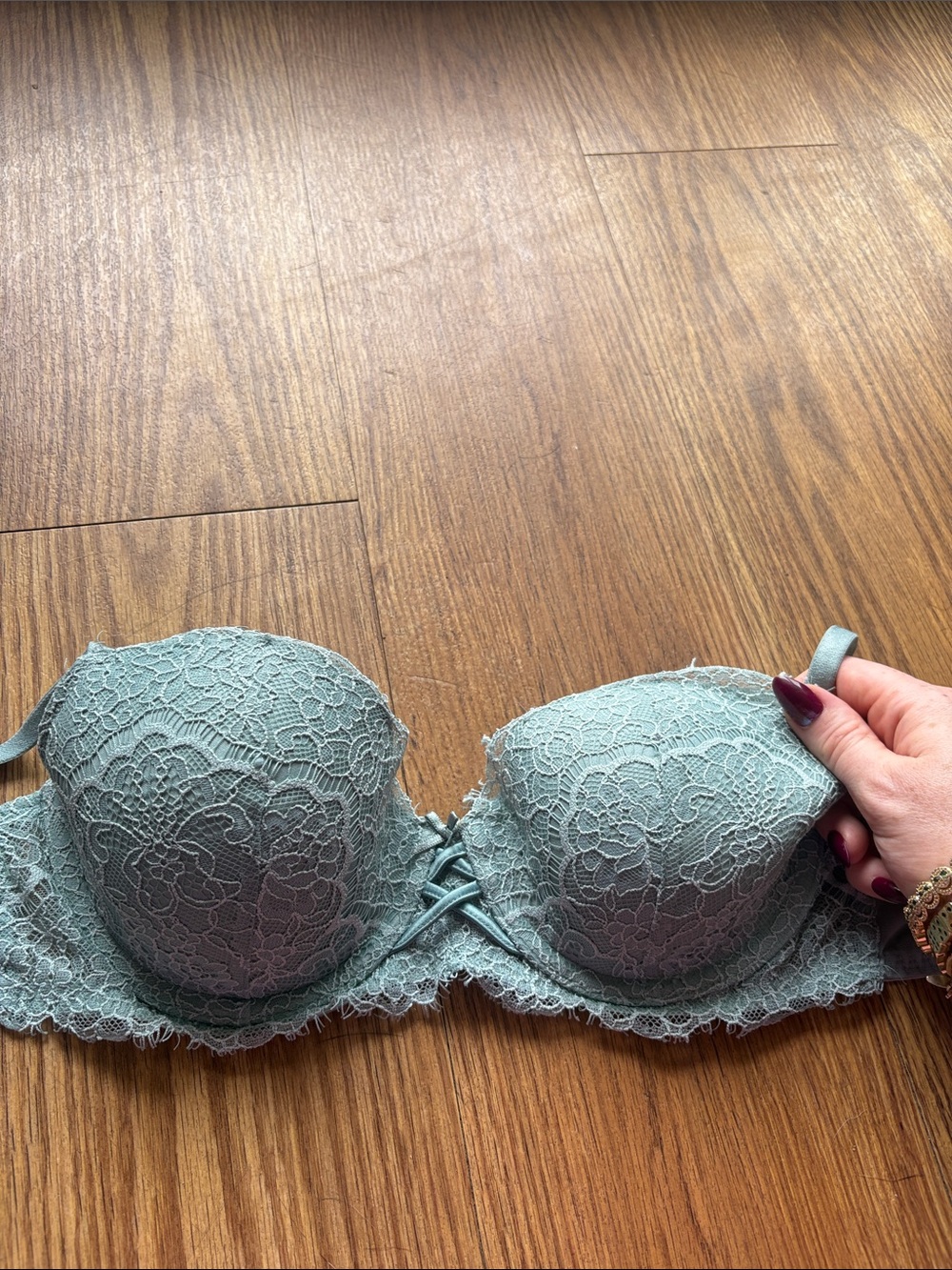 Lace Push-Up Bra in Sage Green